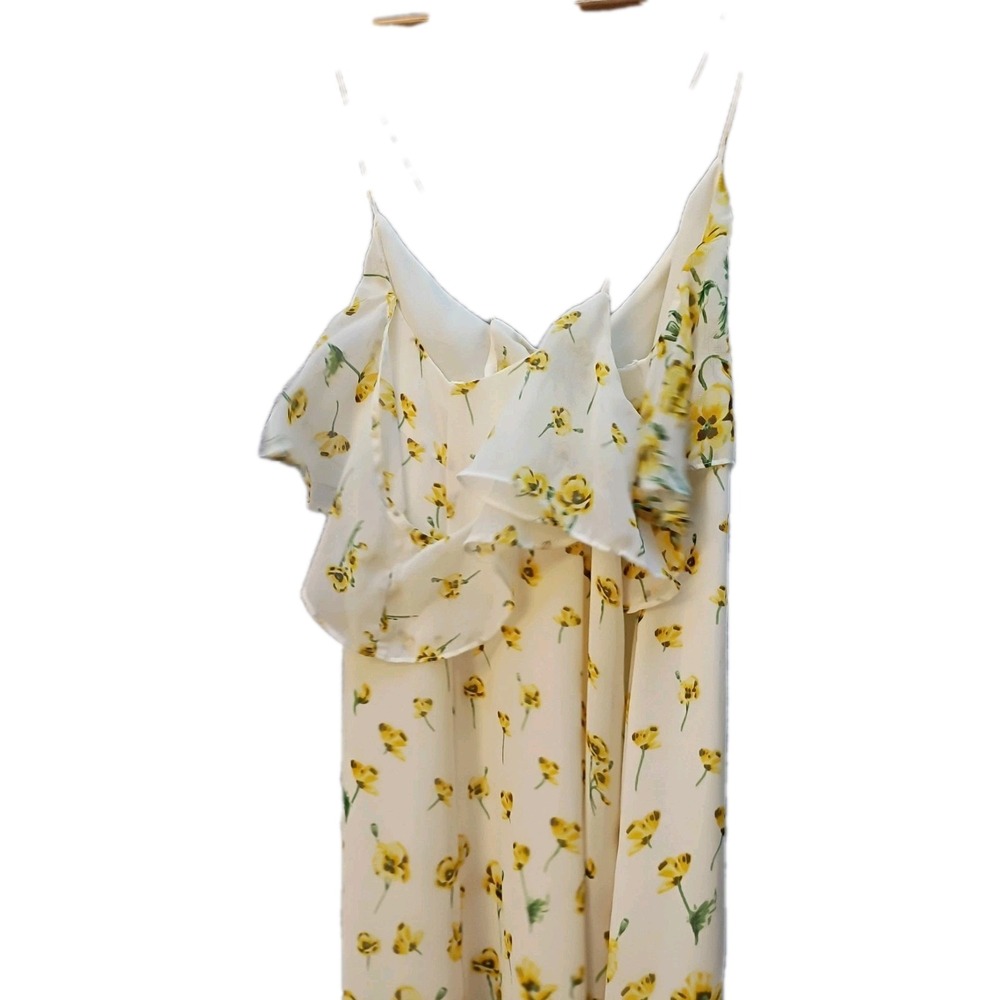 ZARA Woman Maxi Dress Small Floral Yellow Cream Green Summer Coastal Beach